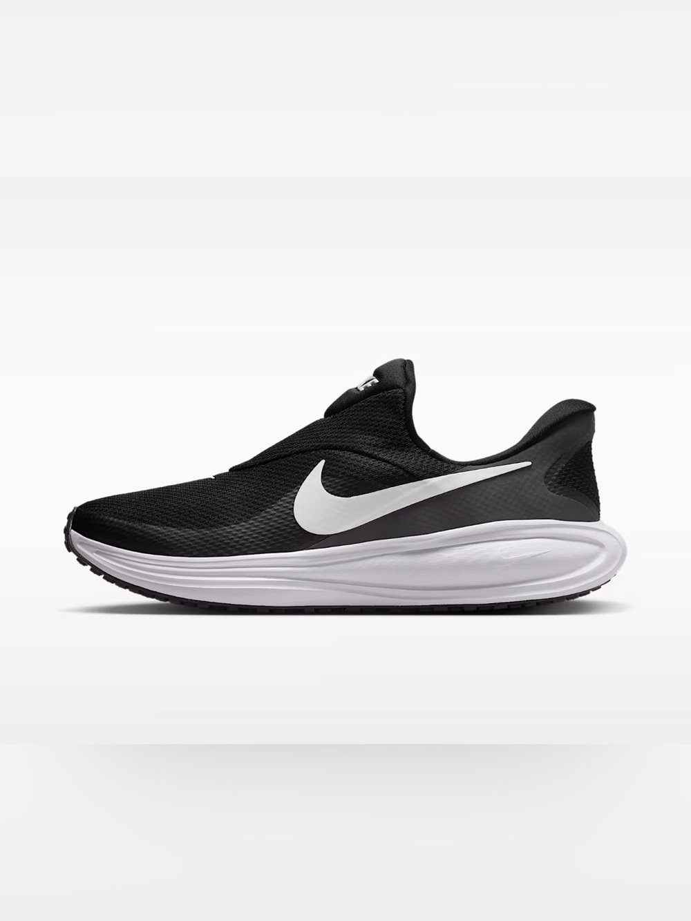 Nike Black and White Slip-On Running Shoe with Swoosh